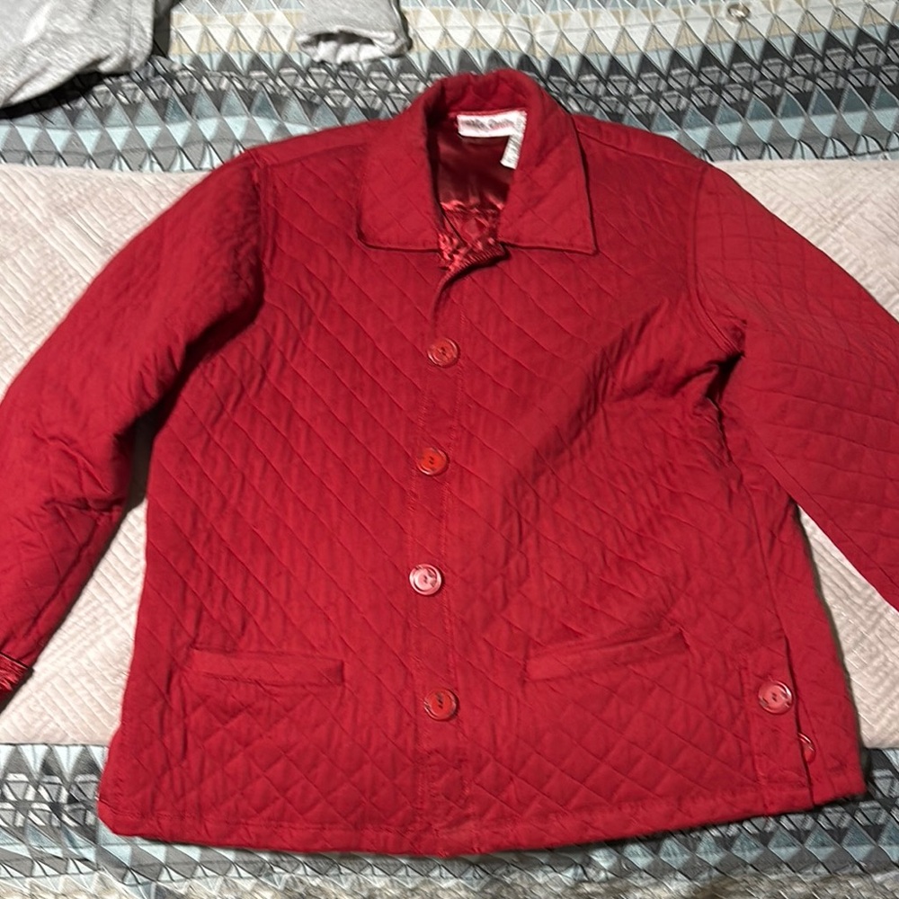 Elegant Quilted Red Bomber Jacket
